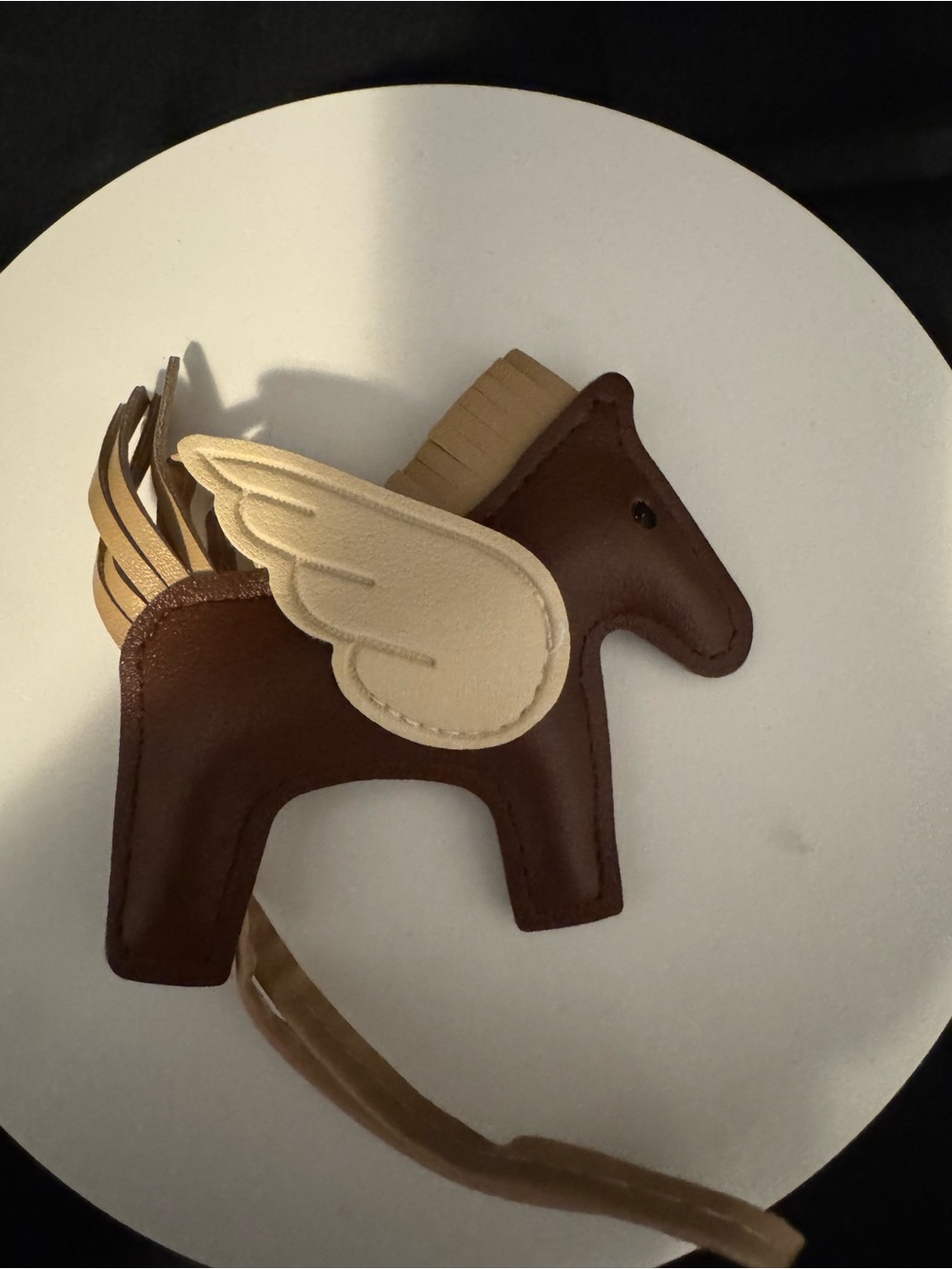 Handmade PU Leather Pegasus Horse Bag Charm Cute Animal Keychain Handbag